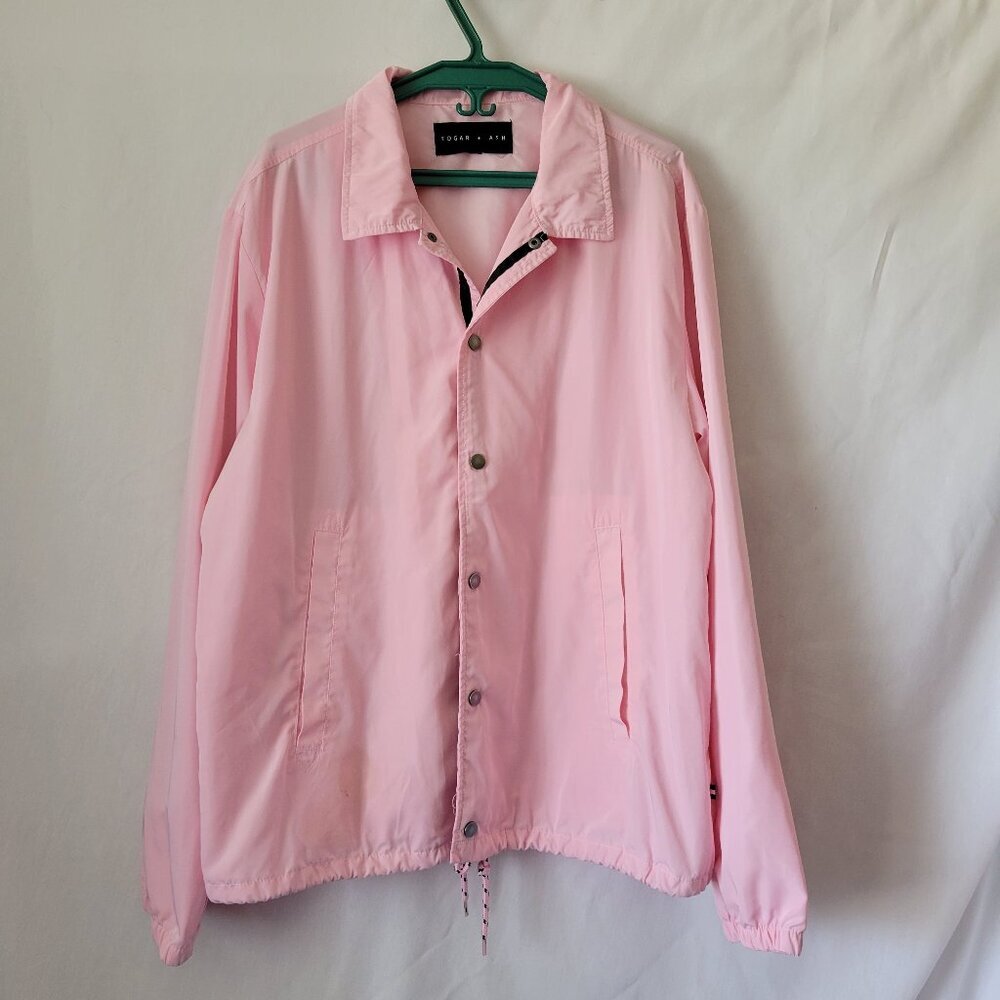 Edgar + Ash Jacket Windbreaker XL Snap closure Pink drawstring waist Women's EUC